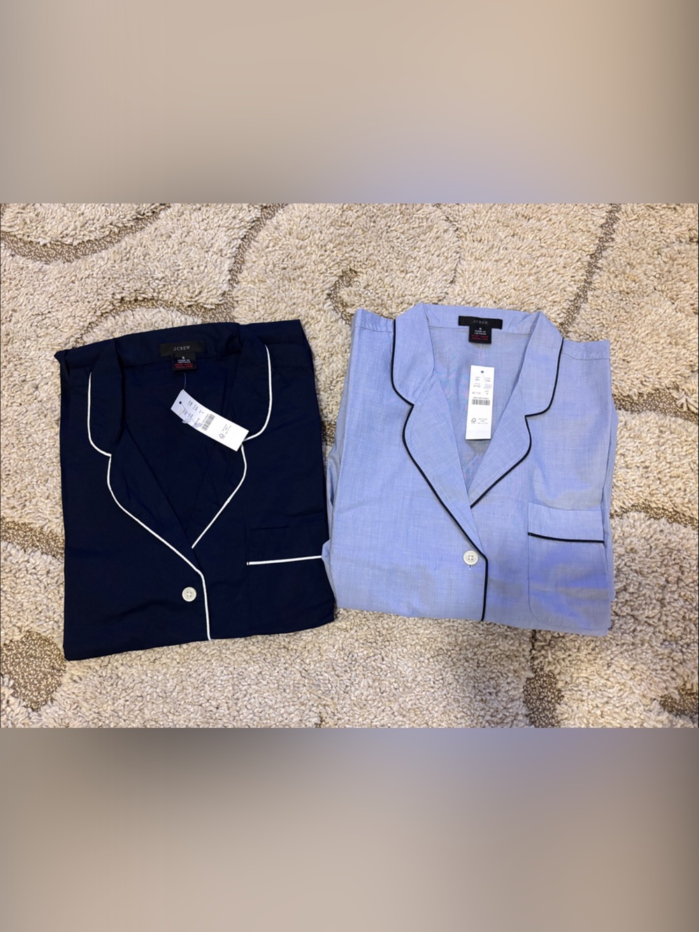 J. Crew Two-Pack Lightweight Pajama Shirt Jackets in Navy and Light Blue